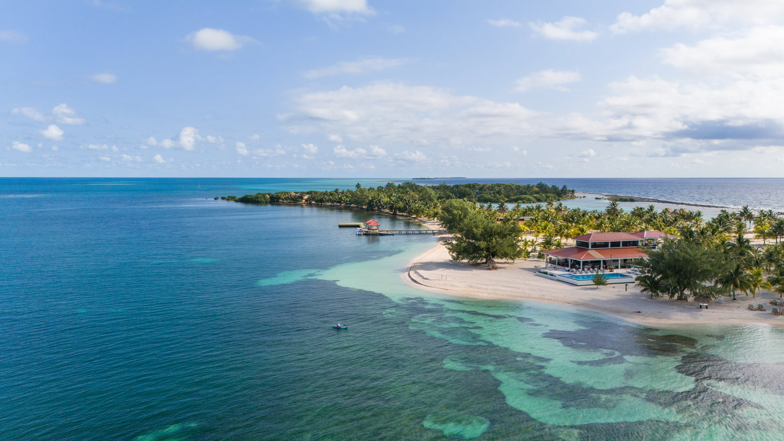 Private island resort from the air: Steel House aerial photography